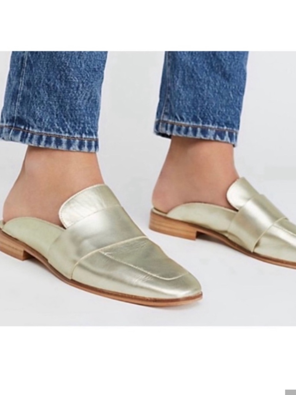 Free People At Ease Loafer Mule Metallic Green Size 38 / 8 - Picture 3 of 8